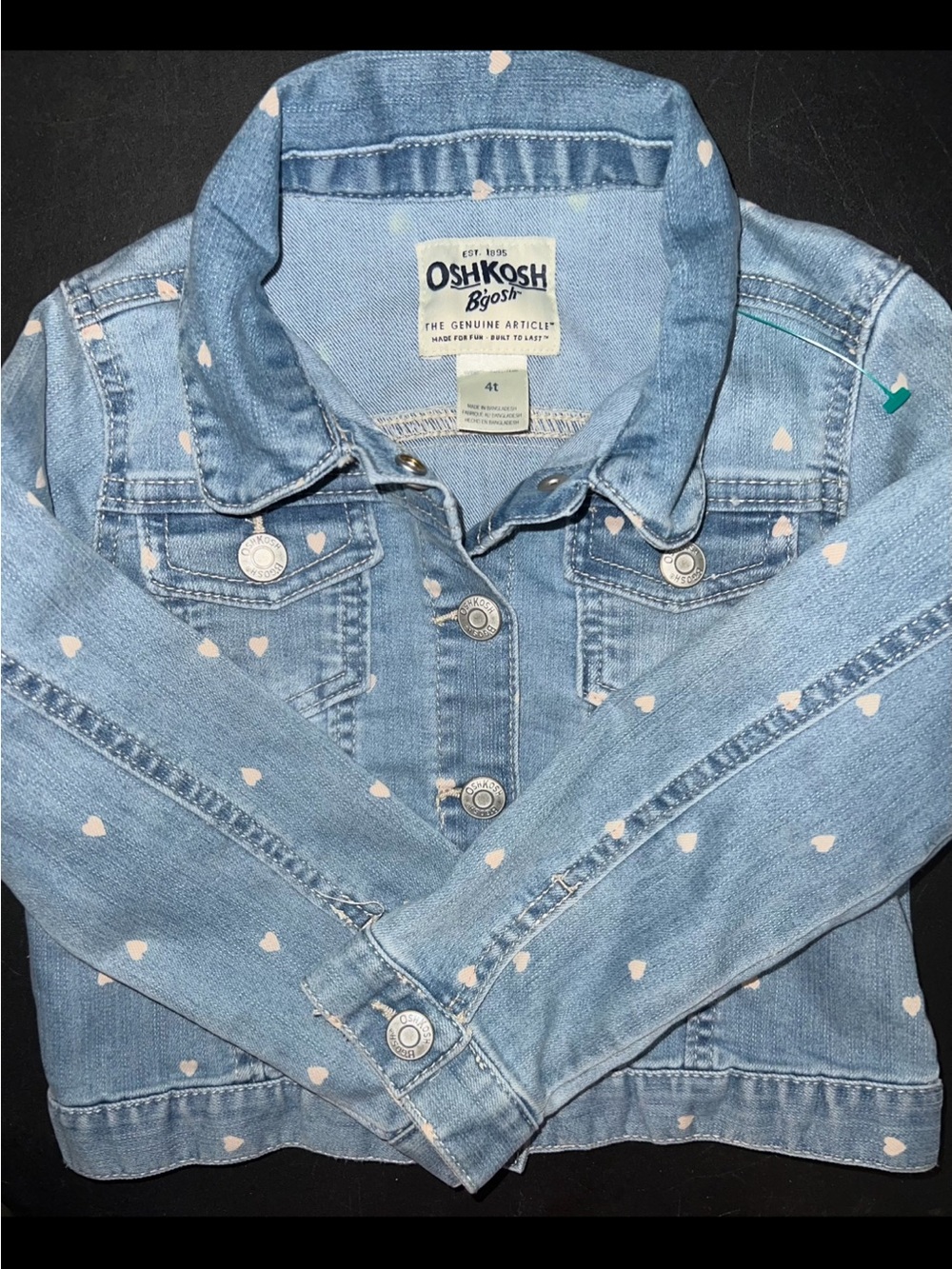 OshKosh B'gosh Light Blue Denim Jacket with Pink Heart Print